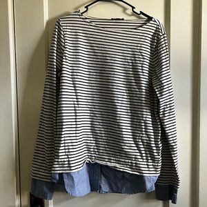 J.Crew Mercantile Black and White Striped Top